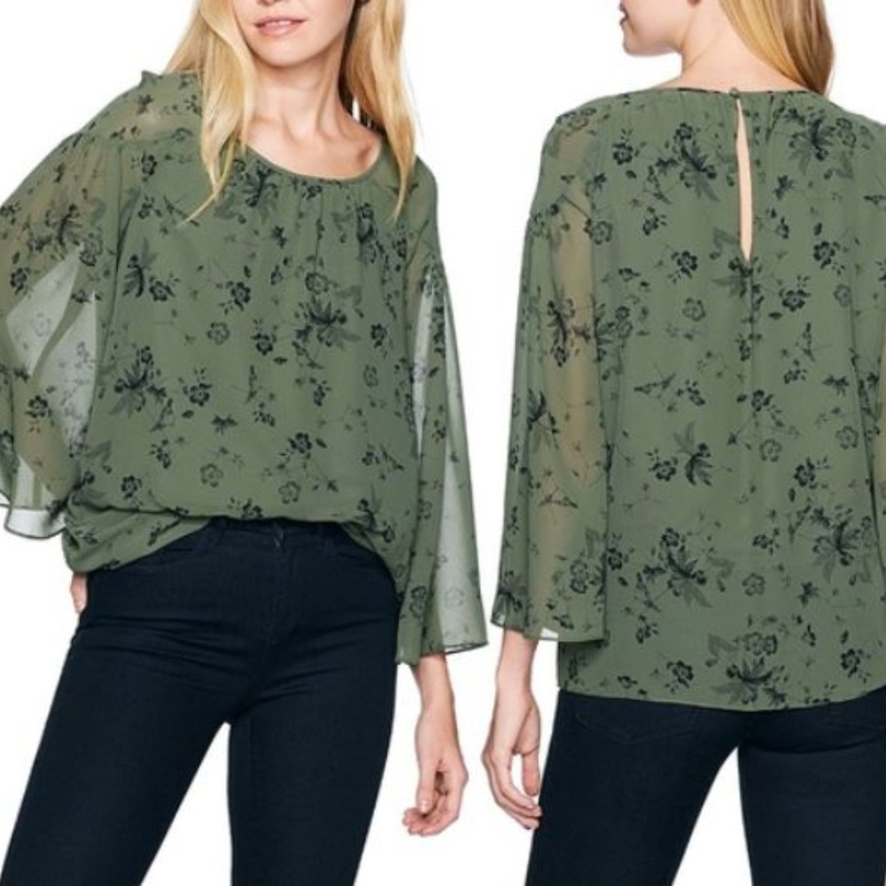 Kensie Floral-Print Kimono Sleeve Blouse